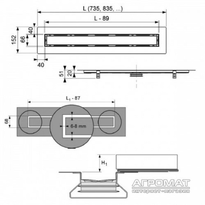 Душовий канал TECE Drainline 650900 900 мм Душовий канал TECE Drainline 650900 900 мм