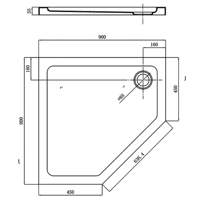 Поддон Devit Comfort FTR0123 пятиугольный 90х90 см Поддон Devit Comfort FTR0123 пятиугольный 90х90 см