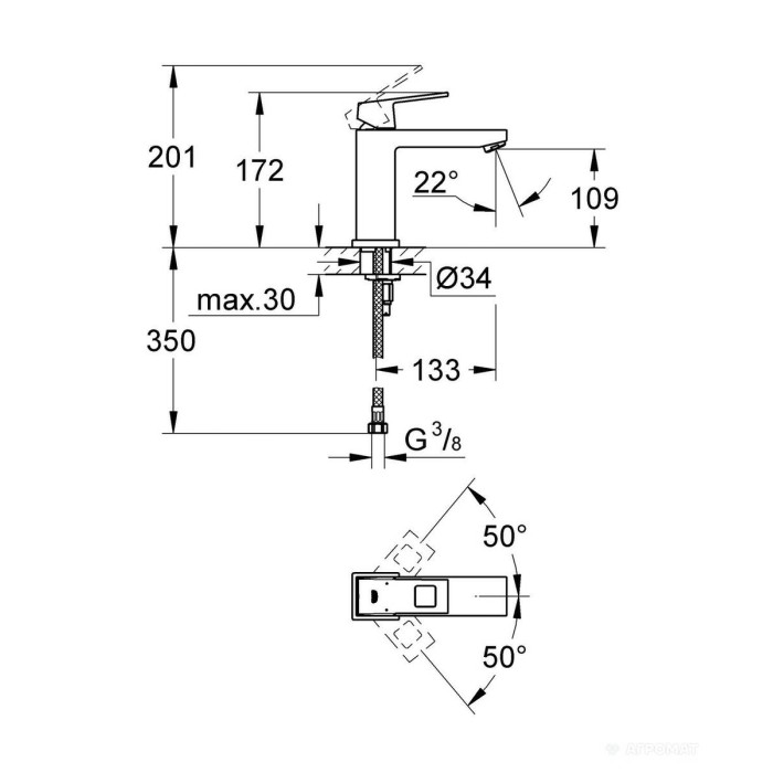 Змішувач для раковини Grohe Eurocube 23446000 Змішувач для раковини Grohe Eurocube 23446000