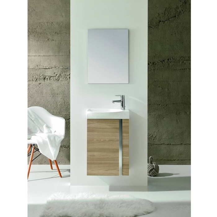 Комплект меблів Royo Elegance 122913 дзеркало 45 см + тумба з раковиною підвісна 45 см горіх