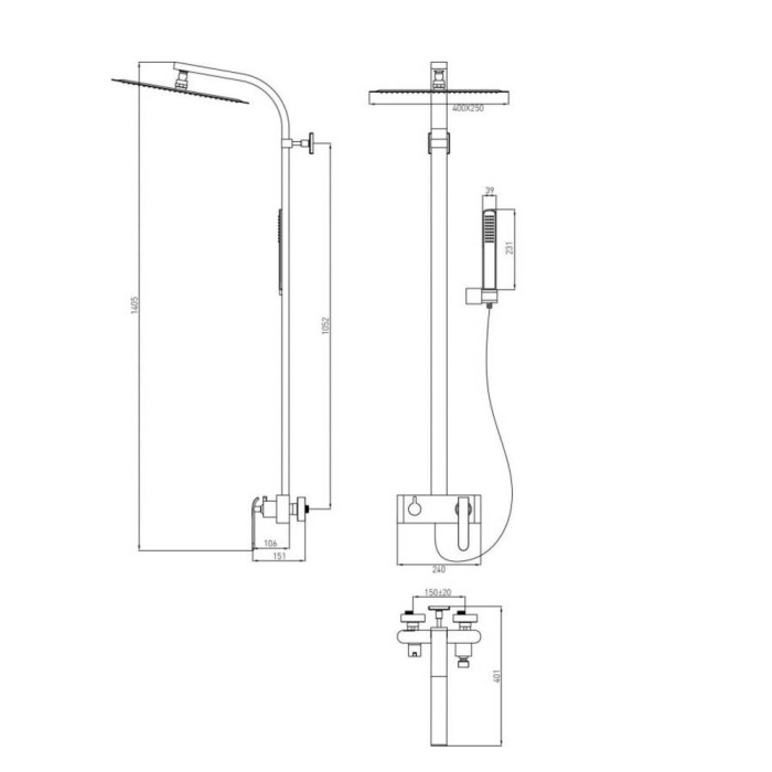 Плитка керамогранит Душевая система Devit Katarina 37520148 для пола