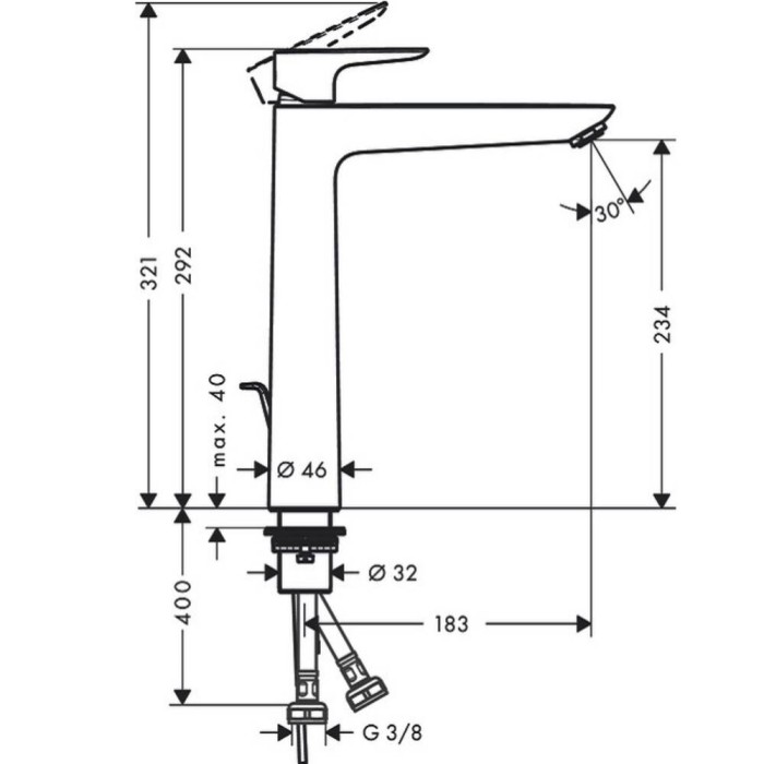 Змішувач для раковини Hansgrohe 71716000 Talis E хром
