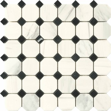 Мозаїка Mozaico De Lux Cl-Mos PMRP039 Black+White Marble 30x30 см