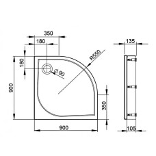 Поддон Devit Universal FTR4009 душевой 90х90 (четверть круга), с ножками, панелью, сифоном