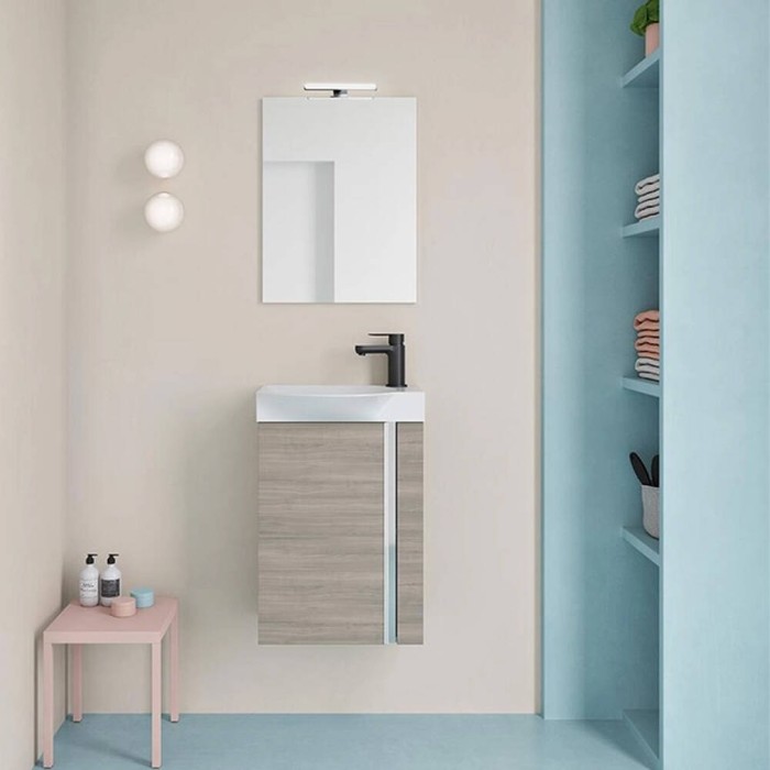 Комплект меблів Royo Elegance 122913 дзеркало 45 см + тумба з раковиною підвісна 45 см горіх