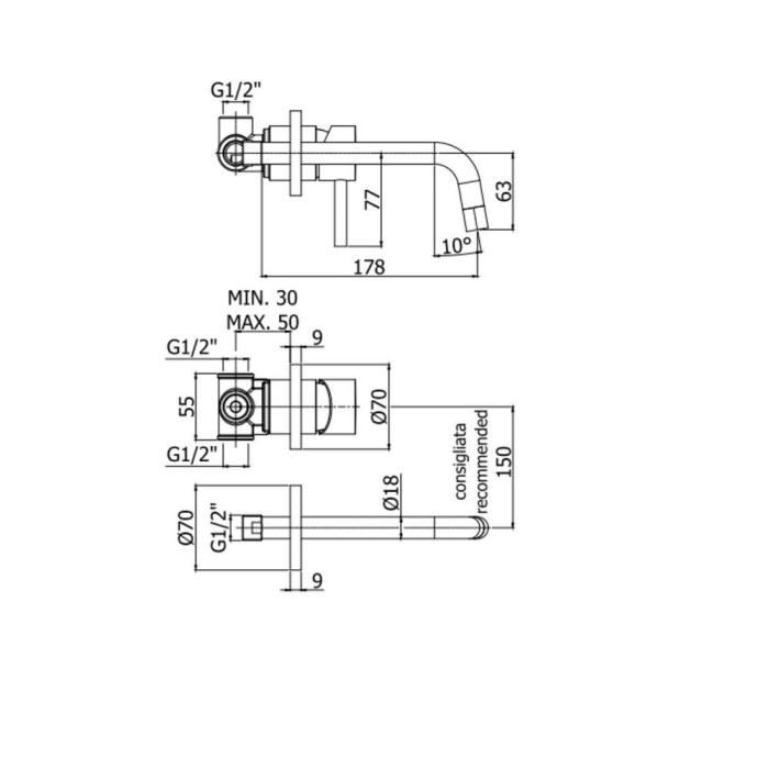 Змішувач для раковини Paffoni Light LIG 006 NO70 Змішувач для раковини Paffoni Light LIG 006 NO70