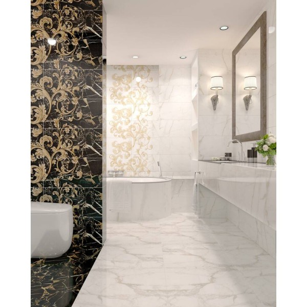Напольная плитка GOLDEN TILE Saint Laurent белый 9A0510 10×607×607 под мрамор