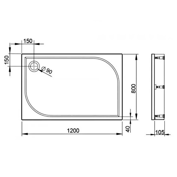 Поддон Devit Universal FTR4112 душевой 120х80 (прямоуг.), с ножками, панелью, сифоном