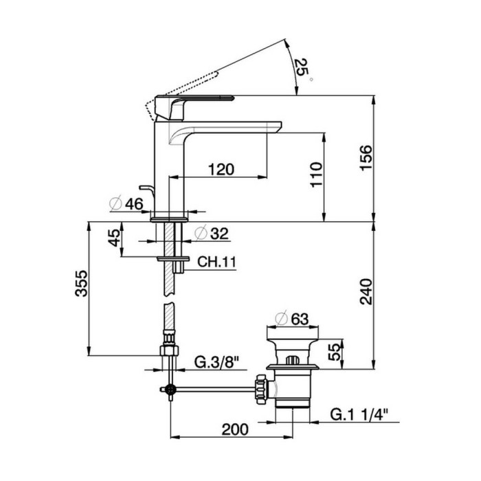 Змішувач для раковини Cisal Lineaviva LV000510.40