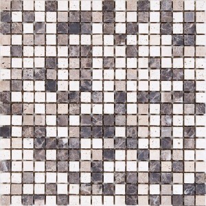 Мозаїка Mozaico De Lux K-Mos Travertino Mix Emperador 30,5х30,5 см