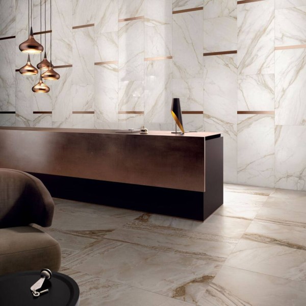 Керамогранит Flaviker Supreme SP6113L SP.GOLDEN CAL.LAP.LUx 9×1200×600 под мрамор