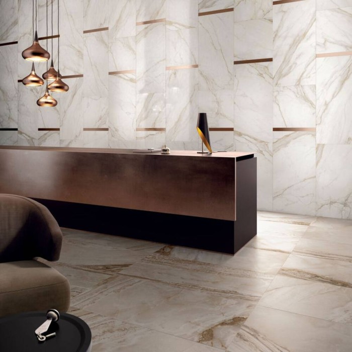 Керамогранит Flaviker Supreme SP6113L SP.GOLDEN CAL.LAP.LUx 9×1200×600 под мрамор