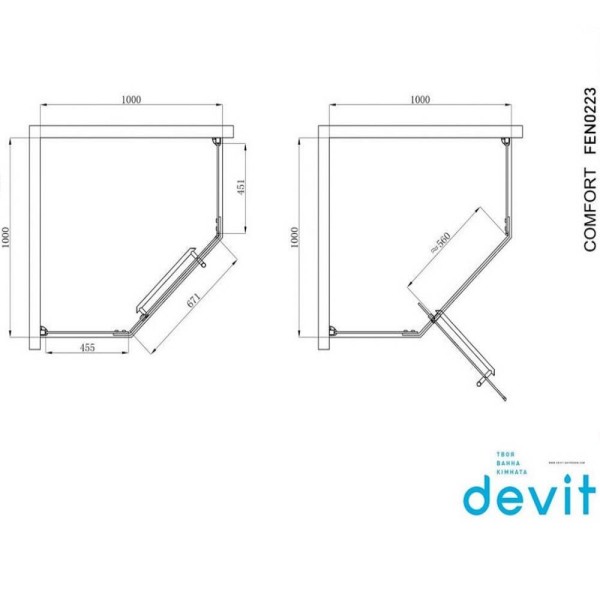 Душевая кабина Devit Comfort FEN0223 пятиугольная 100х100 см