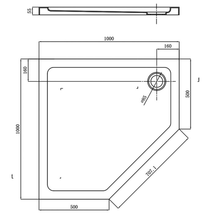 Поддон Devit Comfort FTR0223 пятиугольный 100х100 см