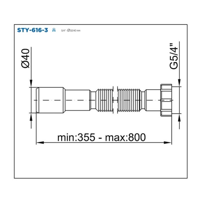 Патрубок подовжуючий Styron STY-616-3 5/4 Патрубок подовжуючий Styron STY-616-3 5/4