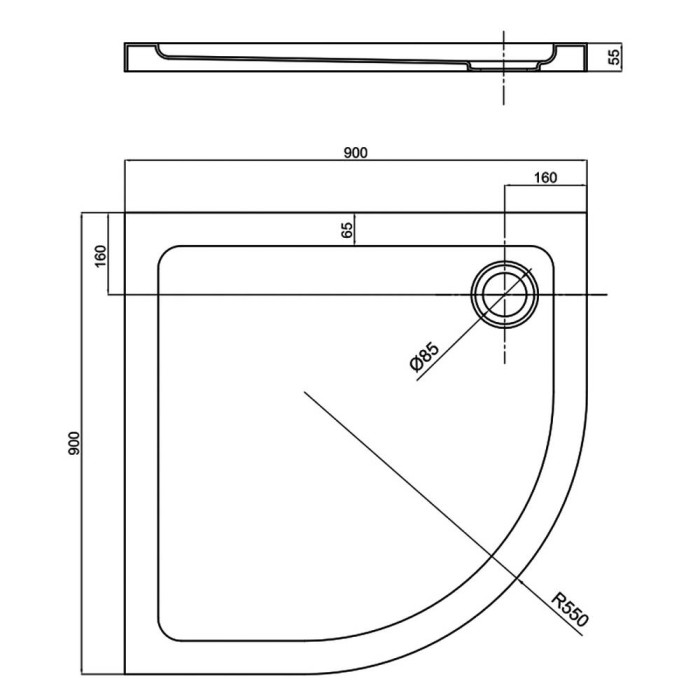 Поддон Devit Comfort FTR1123 1/4 круга 90х90 см Поддон Devit Comfort FTR1123 1/4 круга 90х90 см