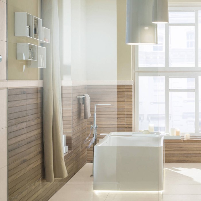 Плитка Lasselsberger Rako BASE WR1V5435 beige wood relief 10×898×298 под дерево