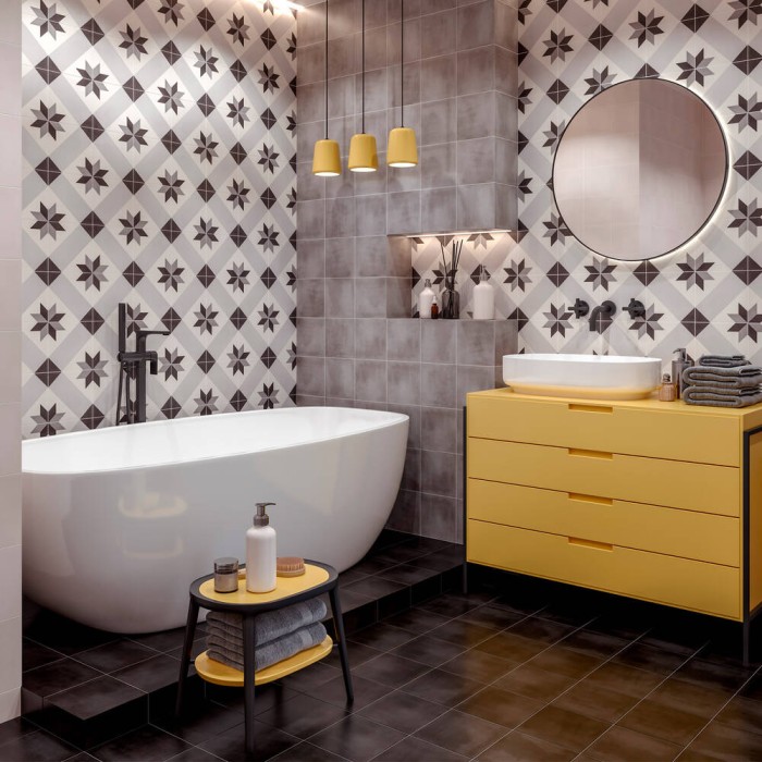 Напольная плитка GOLDEN TILE Marrakesh Антрацитовый 1МУ180 8×186×186 под бетон