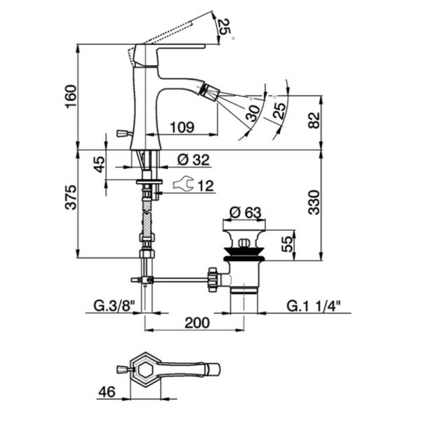 Змішувач для біде Cisal Cherie CH000554.7C
