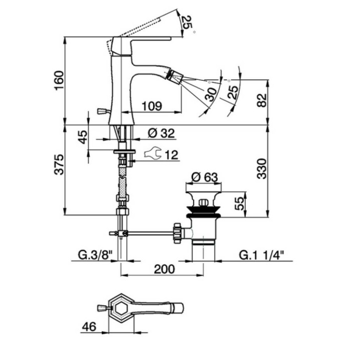 Змішувач для біде Cisal Cherie CH000554.7C