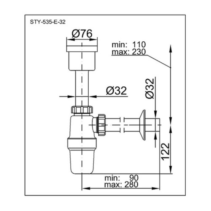 Сифон для уріналу колбовий Styron STY-535-E-32