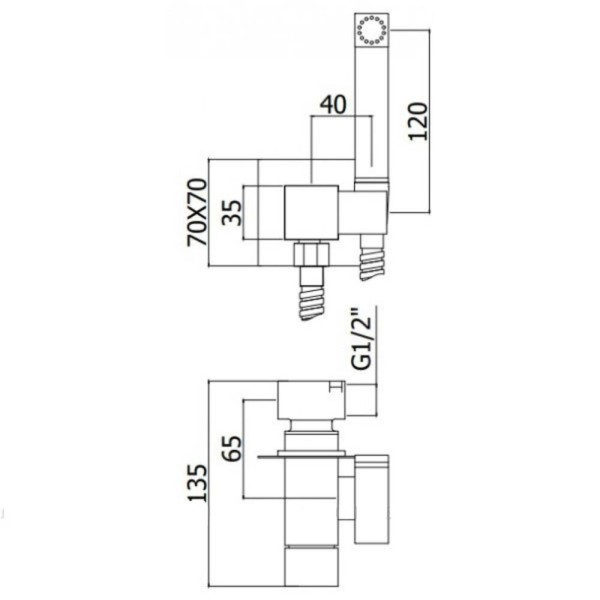 Гігієнічний душ Paffoni Tweet Square Mix ZDUP 112 CR зі змішувачем
