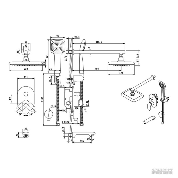 Плитка керамогранит Душевая система Devit Soul 1824SP для пола