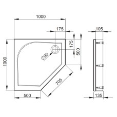 Поддон Devit Universal FTR4210 душевой 100х100 (пятиугольный), с ножками, панелью, сифоном