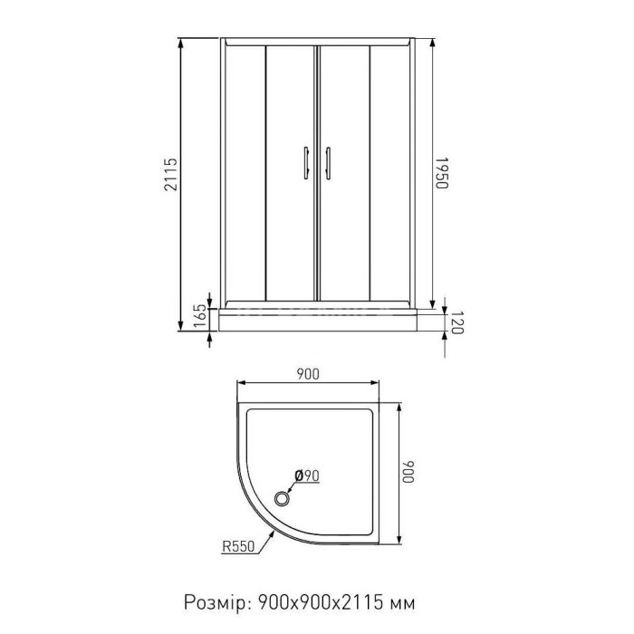 Душевая кабина Devit Nymfa FEN0301PDEV с поддом 1/4 круга FTR0609, стекло шиншила