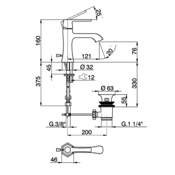 Змішувач для раковини Cisal Cherie CH000514.7C