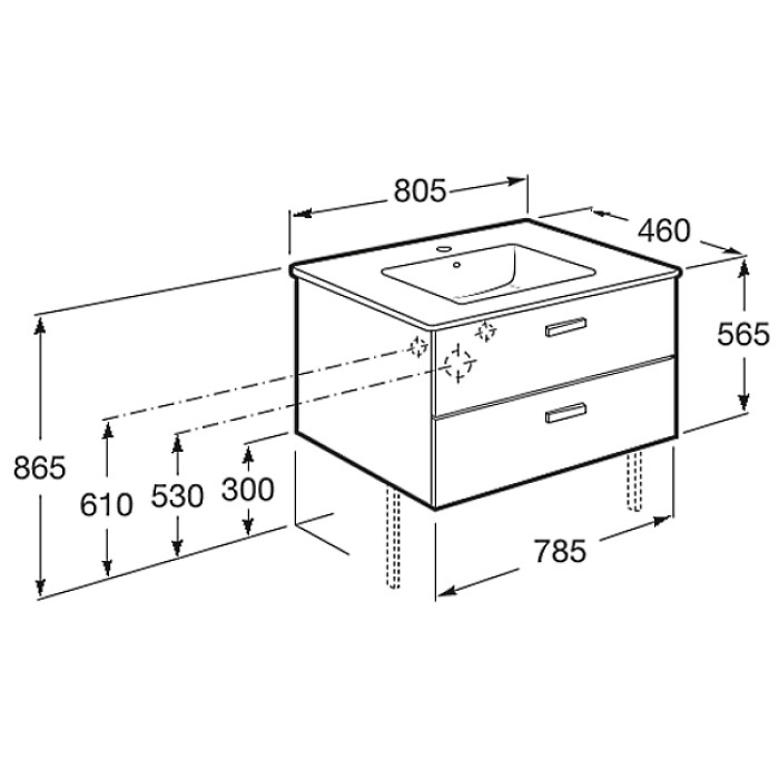 Тумба Roca Victoria A855852423 с умывальником 80 см