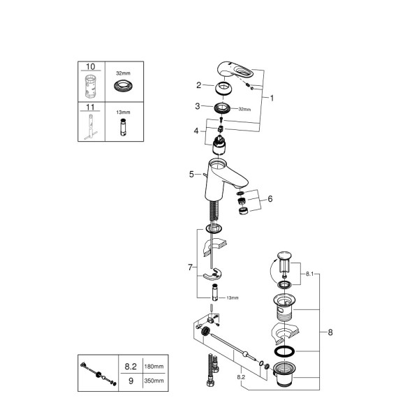 Grohe Eurostyle Однорычажный смеситель для раковины S-Size (23709003)