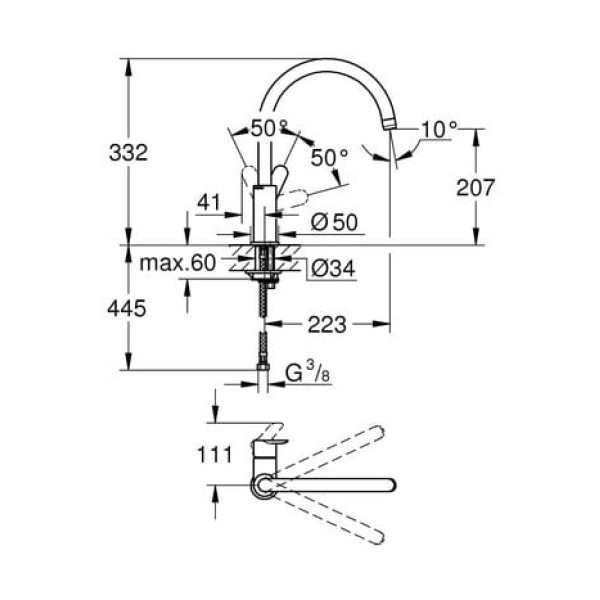 Смеситель для кухни Grohe Bau Edge 31367000