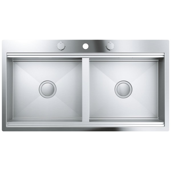 Мойдка для кухни Grohe 1024x560 мм, 2 чаши, матовая, в уровень со столешницей (31585SD0)
