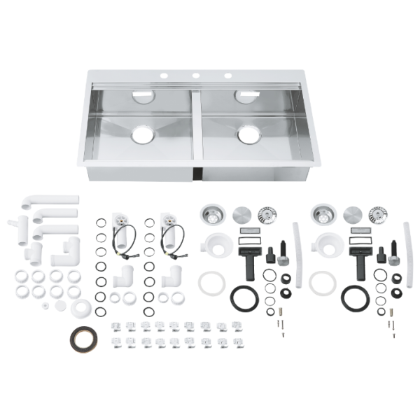 Мойдка для кухни Grohe 1024x560 мм, 2 чаши, матовая, в уровень со столешницей (31585SD0)