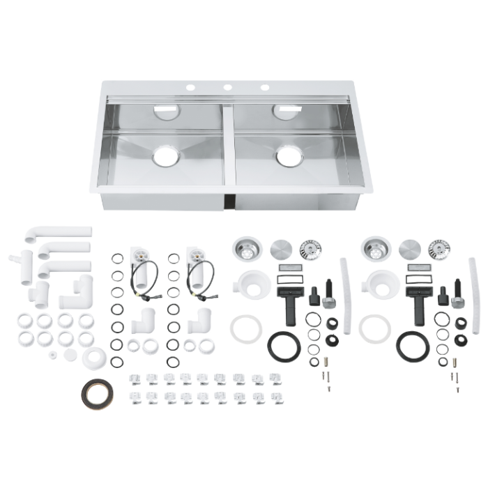 Мойдка для кухни Grohe 1024x560 мм, 2 чаши, матовая, в уровень со столешницей (31585SD0)