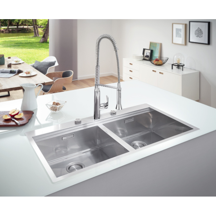 Мойдка для кухни Grohe 1024x560 мм, 2 чаши, матовая, в уровень со столешницей (31585SD0)