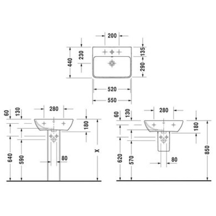 Плитка керамогранит Керамическая раковина 55 см Duravit ME by Starck 2335550000 для пола