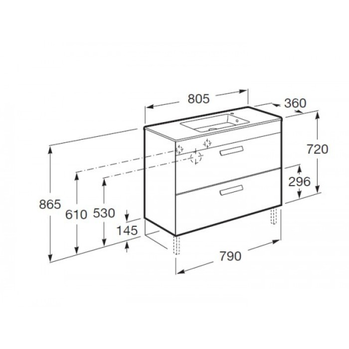 Тумба Roca Debba A855907806 с умывальником 80 см