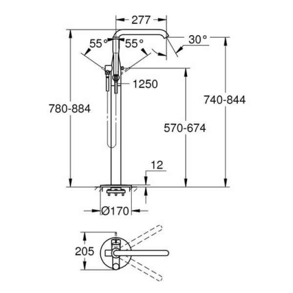 Напольный смеситель для ванны Grohe Essence New 23491001