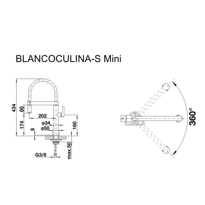 Смеситель кухонный Blanco CULINA - S Mini хром 519843 Смеситель кухонный Blanco CULINA - S Mini хром 519843