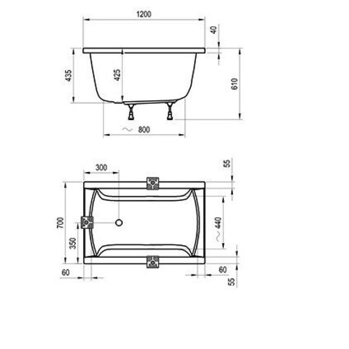 Ванна Ravak CLASSIC 120x70 C861000000 Ванна Ravak CLASSIC 120x70 C861000000