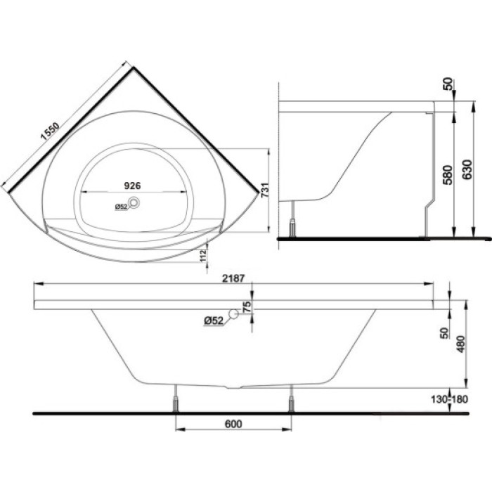 Ванна акриловая Kolo Magnum 155 XWN3055000