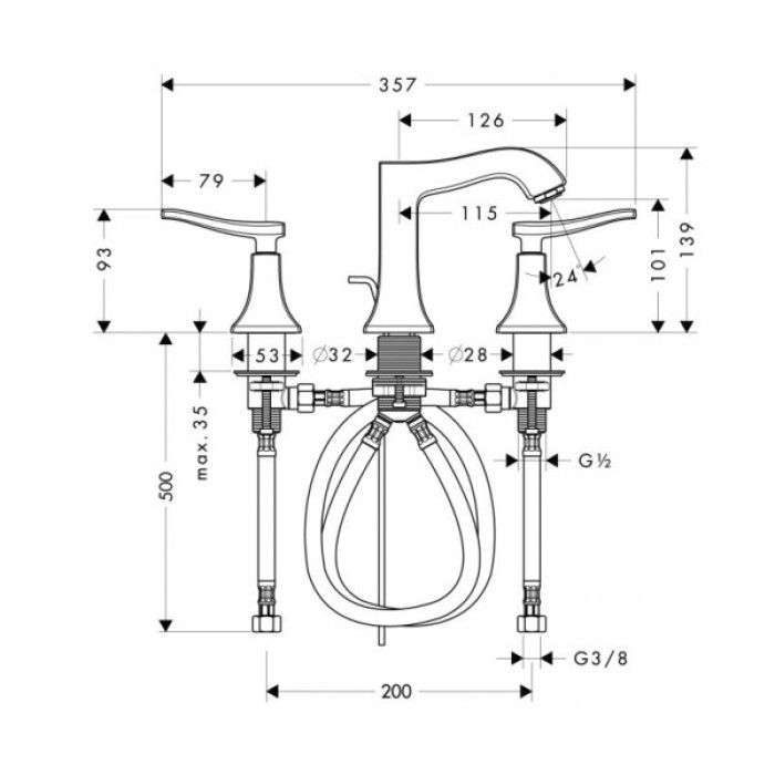 Смеситель для раковины Hansgrohe Metris Classic 31073000 Смеситель для раковины Hansgrohe Metris Classic 31073000