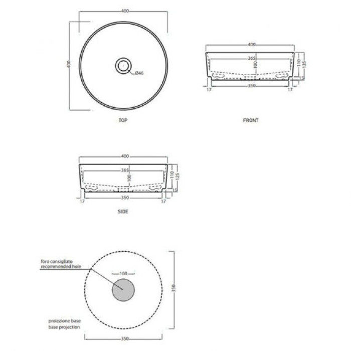 Раковина накладная 40 см Cielo Shui Comfort Раковина накладная 40 см Cielo Shui Comfort