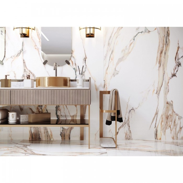 Керамогранит Керамогранит GRES CALACATTA GOLD POLER 8×597×597 под мрамор