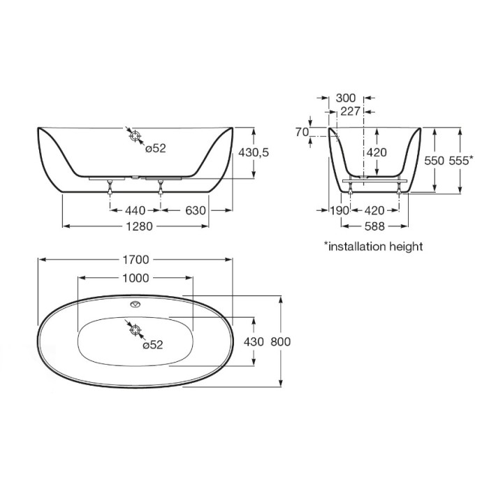 Ванна акриловая 170*80см ROCA VIRGINIA A24T438000 с ножками и сифоном Ванна акриловая 170*80см ROCA VIRGINIA A24T438000 с ножками и сифоном