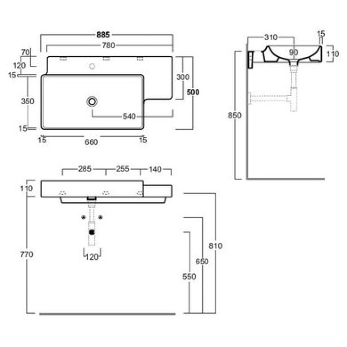 Керамическая раковина 88 см Simas Flow FL 02