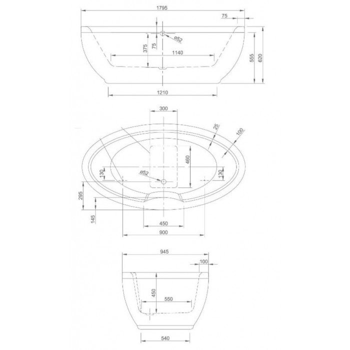 Ванна акриловая Knief Oval 180x95 см (0100-080)