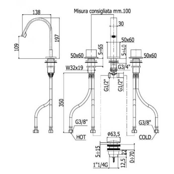 Смеситель для раковины Paffoni Level (LEP053CR)